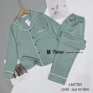Bộ Pijama Bộ Ngủ Lụa Ren Tay Dài