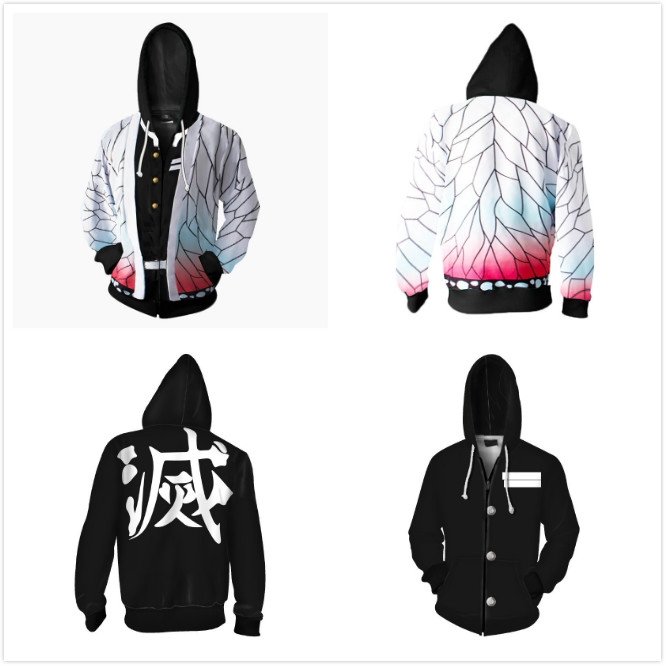 Áo khoác hoodie phối dây kéo phong cách Anime Demon Slayer Kimetsu no Yaiba Kamado Tanjirou Nezuko | BigBuy360 - bigbuy360.vn