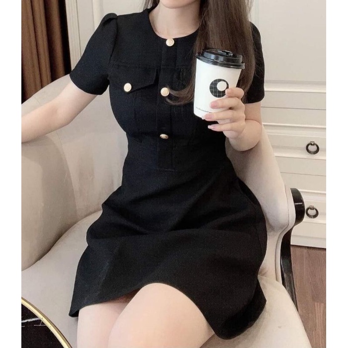 Đầm công sở dữ tiệc phối nút thanh lịch Reny Dress