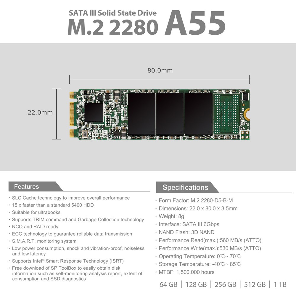 Silicon Power A55 Ssd M.2 2280 Sata Iii 3d - 128gb