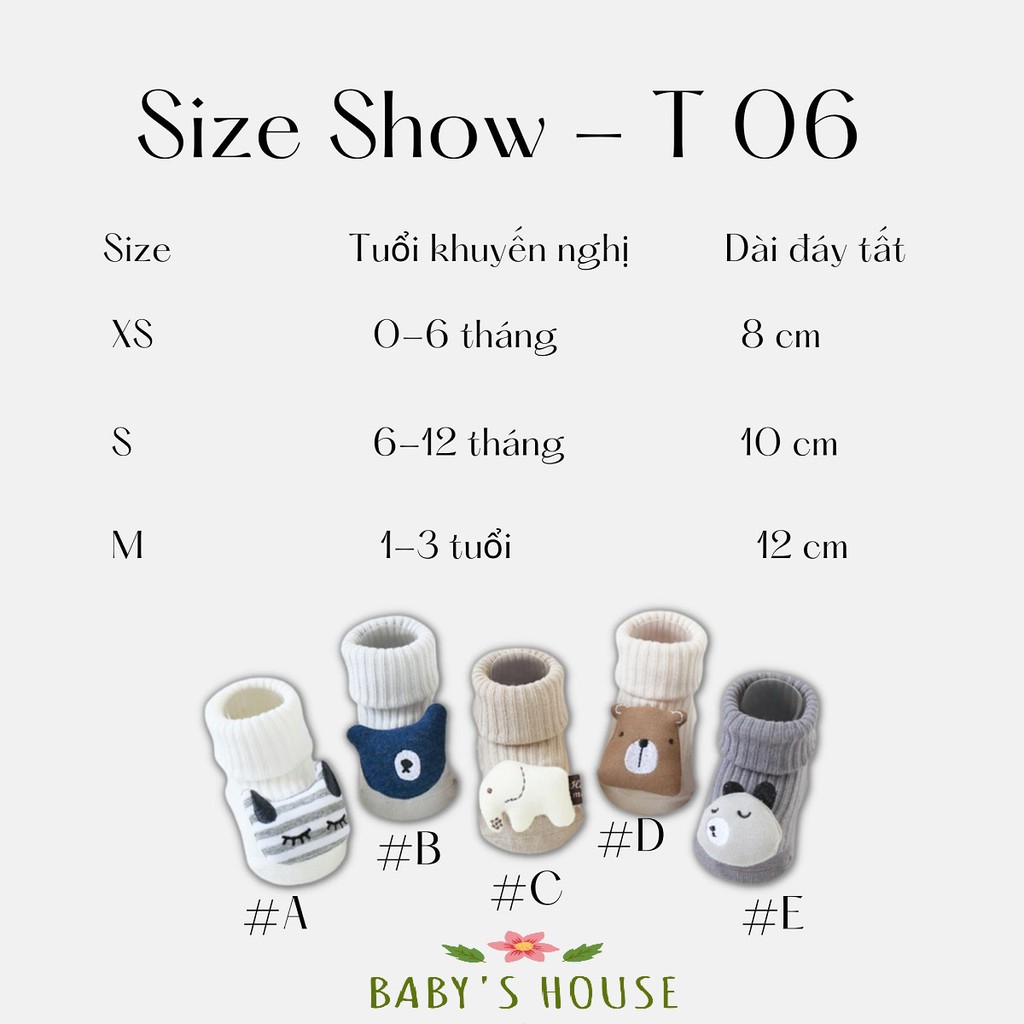 Tất vớ cao cổ cho bé sơ sinh, tất trẻ em hình thú cao cấp có chống trượt T06 - Baby House