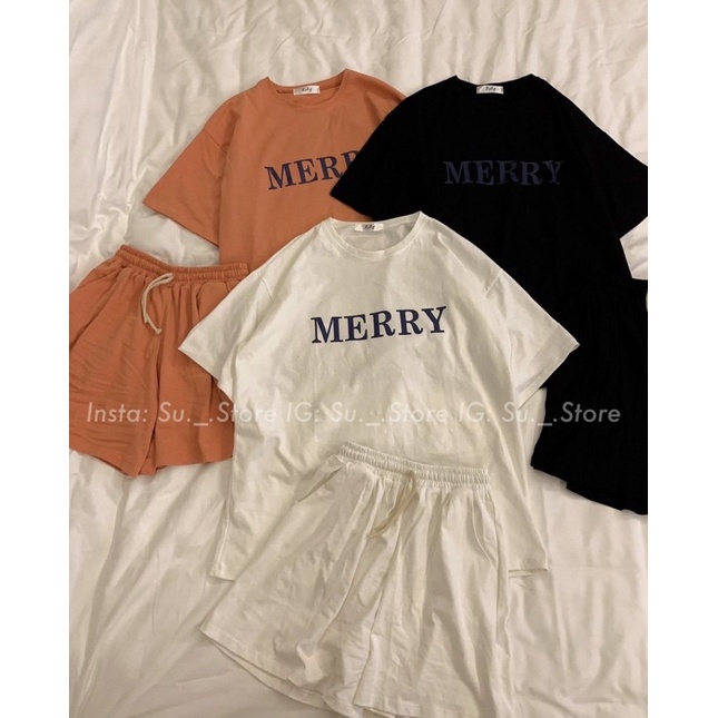 [NEW]SET ÁO PHÔNG MIX QUẦN SOOC RỘNG “MERRY” style Ulzzang