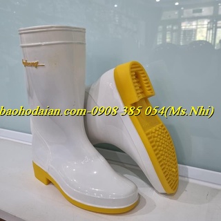 Ủng nhựa Thùy Dương chống thấm nước trắng đế vàng 287