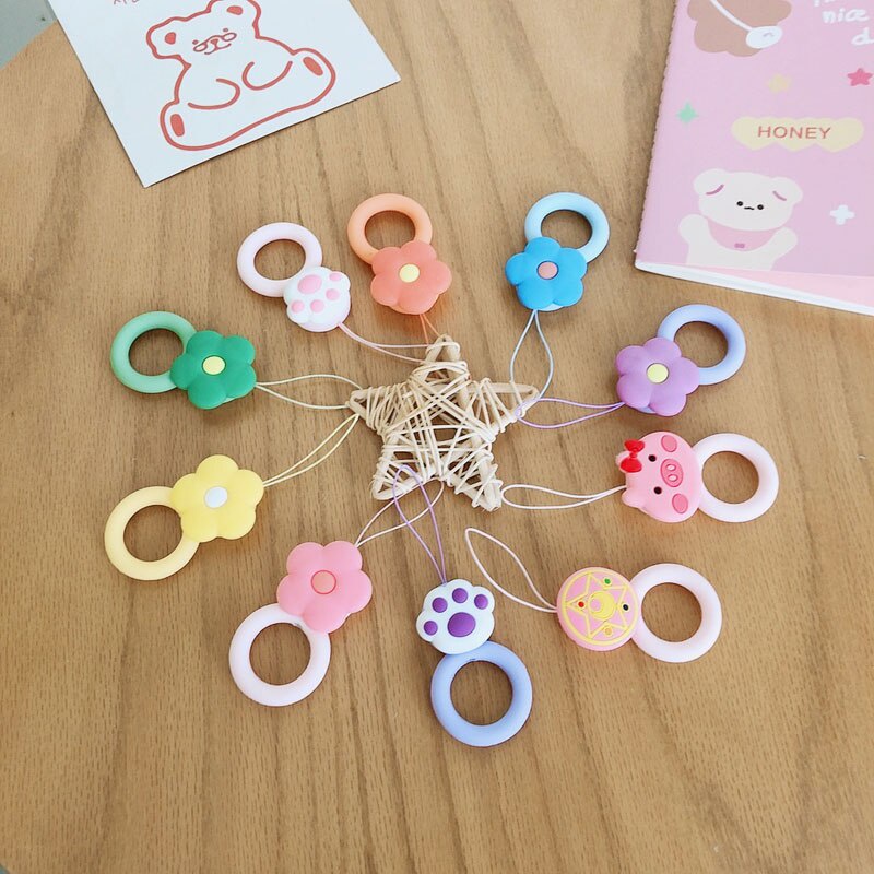 Dây đeo điện thoại bằng silicone họa tiết hoạt hình 3D dễ thương chống thất lạc