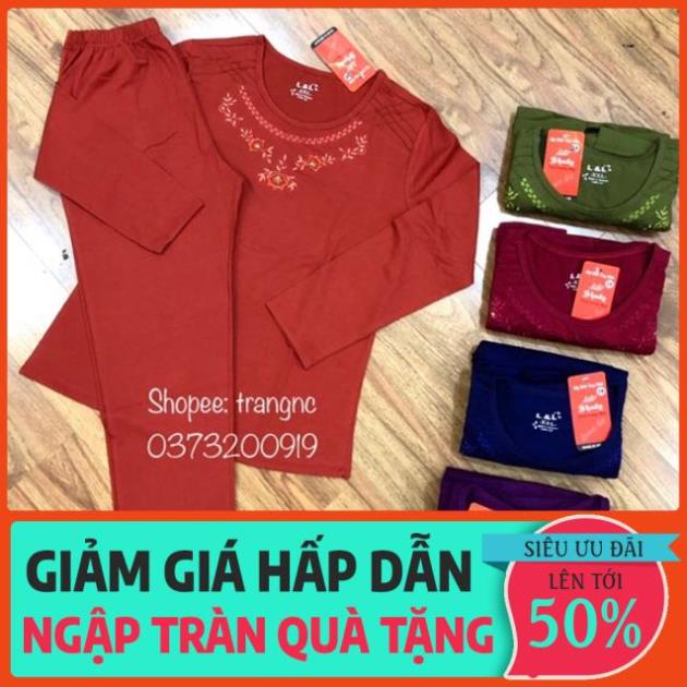 SALE Quần áo trung niên - đồ bộ trung niên mặc nhà cho mẹ cho bà hàng cotton dài tay thu đông