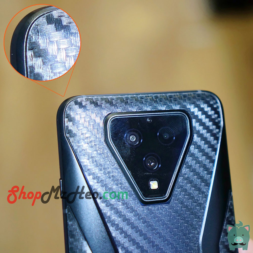 Skin Dán Mặt Sau Lưng Vân 3D BlackShark 3 - Black Shark 3 Pro - Blackshark 4 - BS 4 Pro - Carbon, Hình Hộp, Nhám, Vân Da