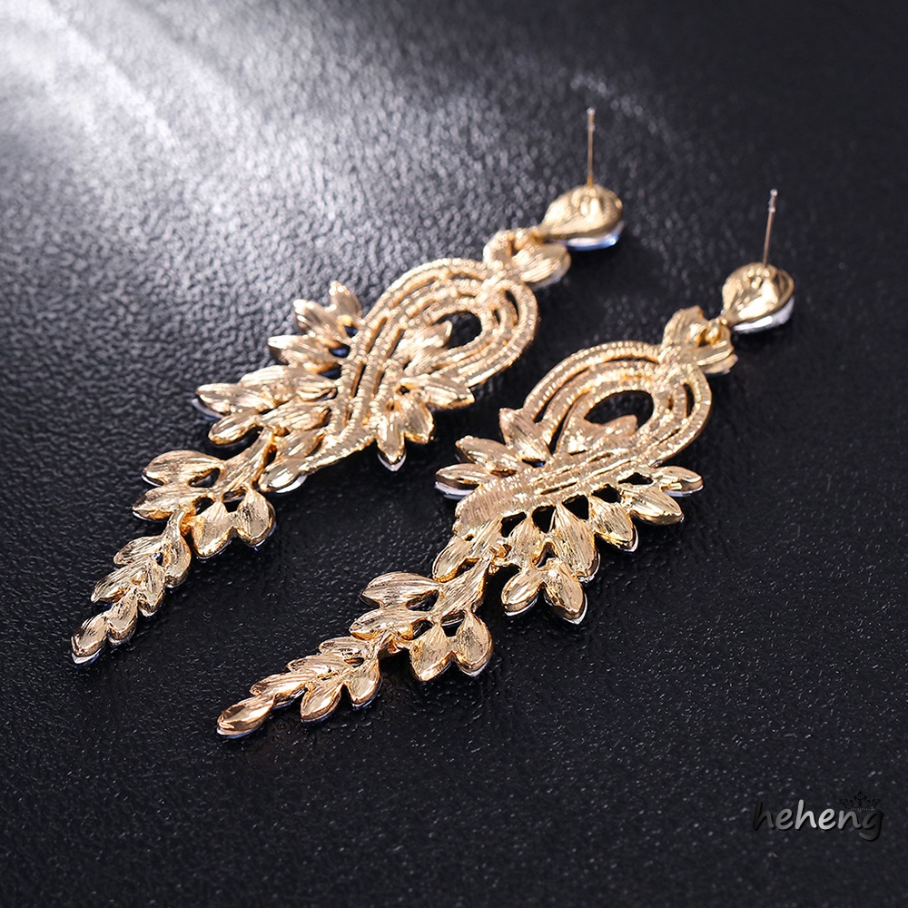 Khuyên Tai Hình Chiếc Lá Đính Đá Sang Trọng Dành Cho Nữ