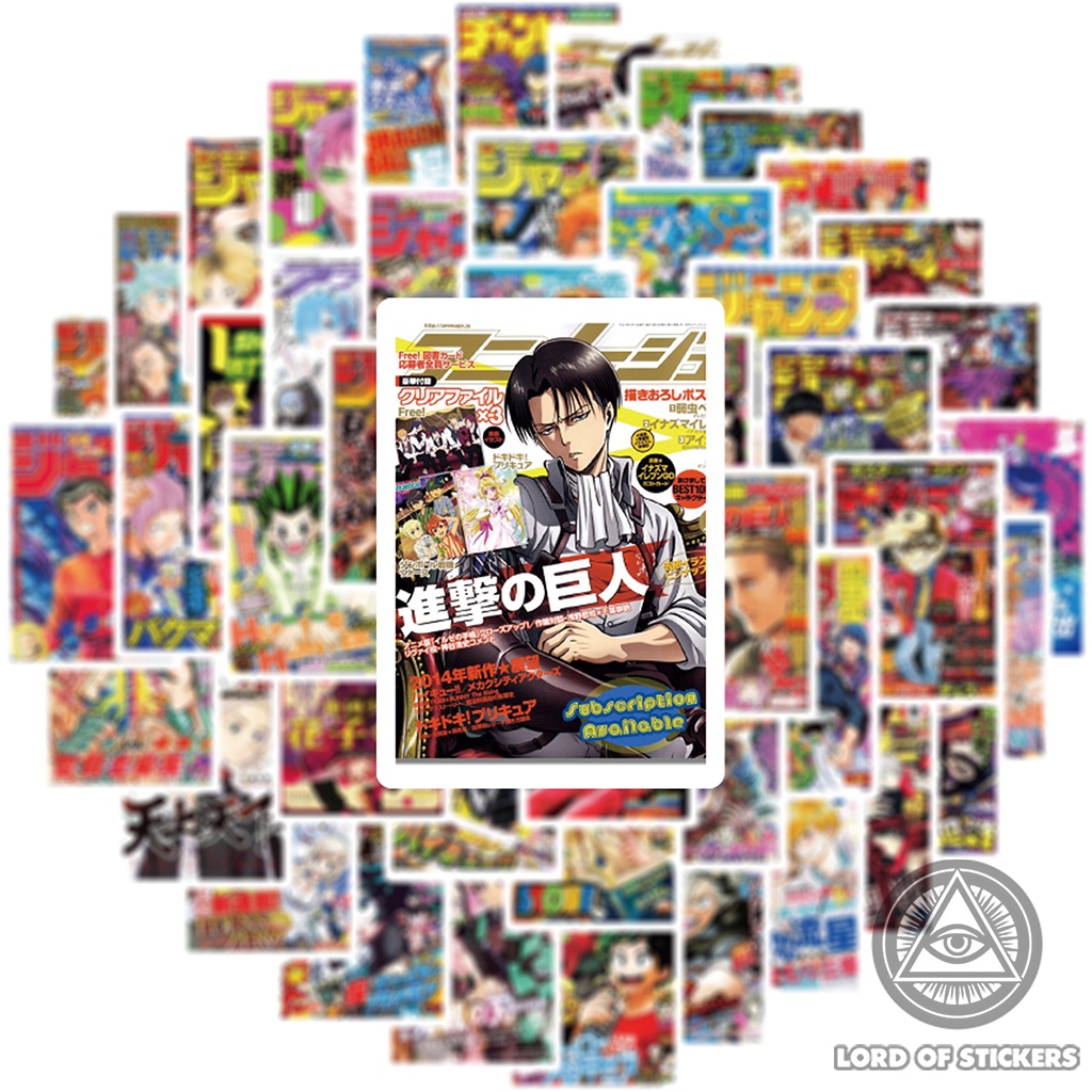 Set 50 Nhãn Dán Sticker Anime Manga Tổng Hợp Phong Cách Poster Cổ Điển Chống Thấm Nước Trang Trí Mũ Nón Bảo Hiểm, Xe, Sổ
