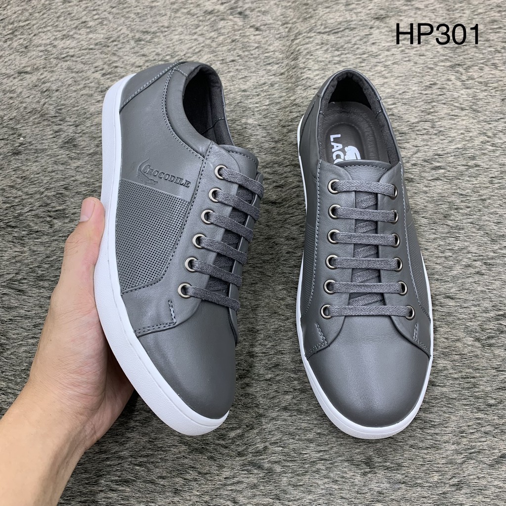 Giầy thể thao/sneaker nam da bò đế cao su trắng siêu bền