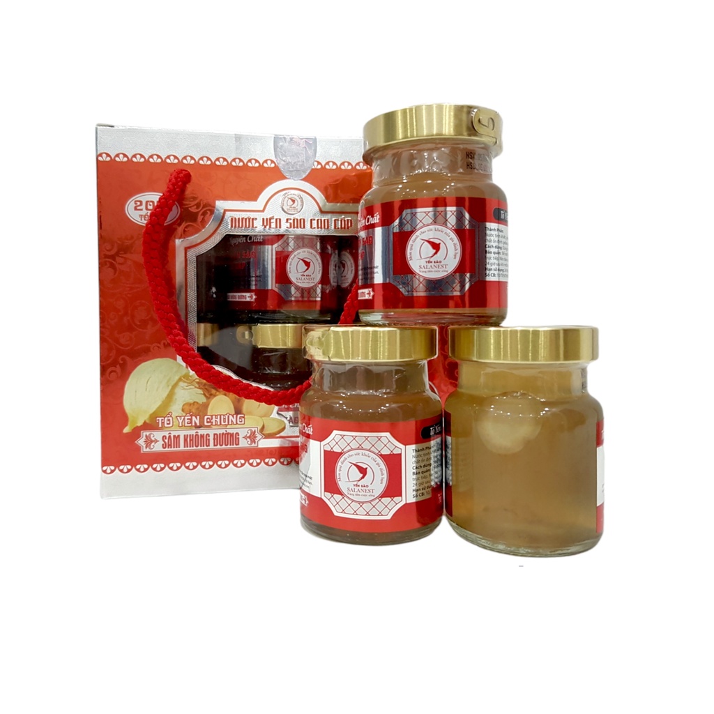 Salanest - Nước Yến Sào Salanest chưng nhân sâm KHÔNG ĐƯỜNG 20% yến tươi