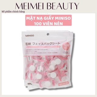 Mặt nạ giấy viên nén MINISO túi 100 cái(bán lẻ 1 cái)100% cotton dùng với lotion toner nước hoa hồng dưỡng da trắngmịn