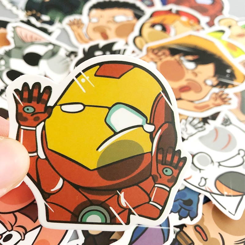 50/25/10 Nhãn Dán Nhân Vật Anime Mặt Kính Vui Nhộn Cho Laptop Vali Laptop