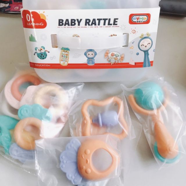 Bộ đồ chơi - Xúc xắc gặm nướu 10 món Baby Rattle có hộp đựng