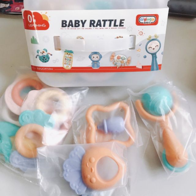 Bộ đồ chơi - Xúc xắc gặm nướu 10 món Baby Rattle có hộp đựng