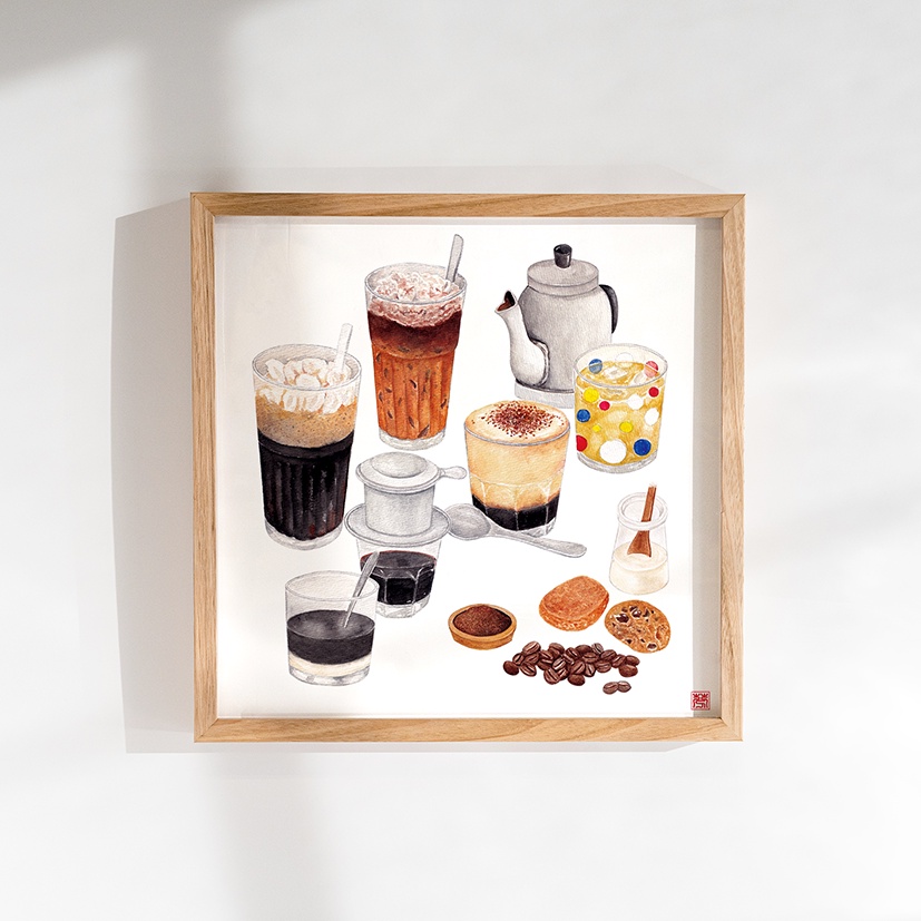 “Cà Phê Việt” Tranh In 20x20cm Trang Trí Phòng, Cửa Hàng (Không Gồm Khung)
