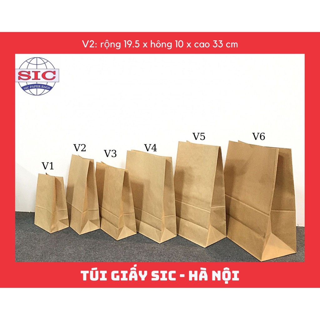 [SET 10 CHIẾC] TÚI GIẤY KRAFT V2: 19.5X10X33 KHÔNG QUAI ( ẢNH THẬT)
