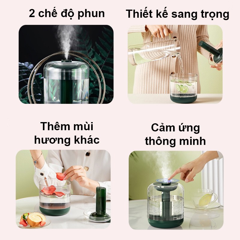 MÁY PHUN SƯƠNG - KHUẾCH TÁN TINH DẦU CHÍNH HÃNG - Dung tích 1000ml - Tạo ẩm, đèn LED nhiều màu - Sạc USB [MS010]