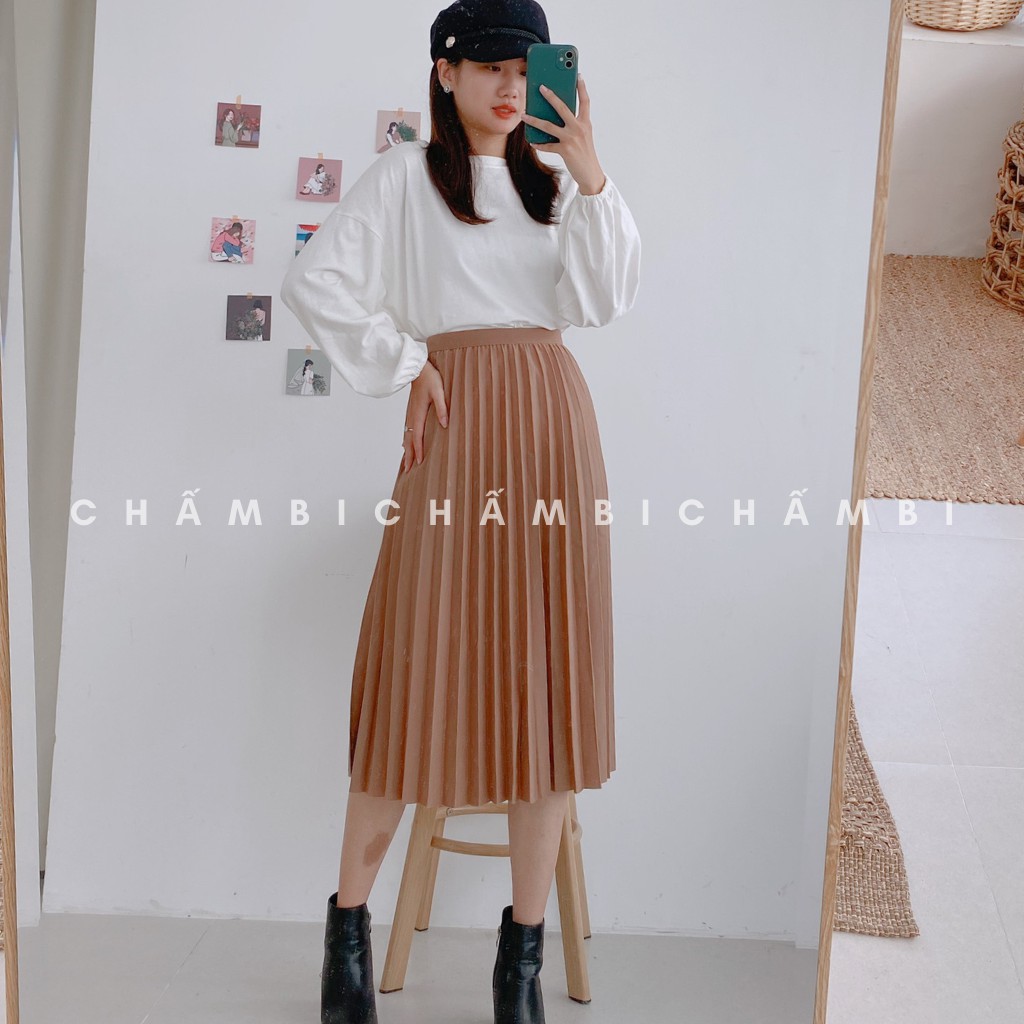 Chân Váy Midi Trơn Xếp Ly Dáng Dài Nhiều Màu Cực Xinh Freesize<58kg - CV.008 | BigBuy360 - bigbuy360.vn