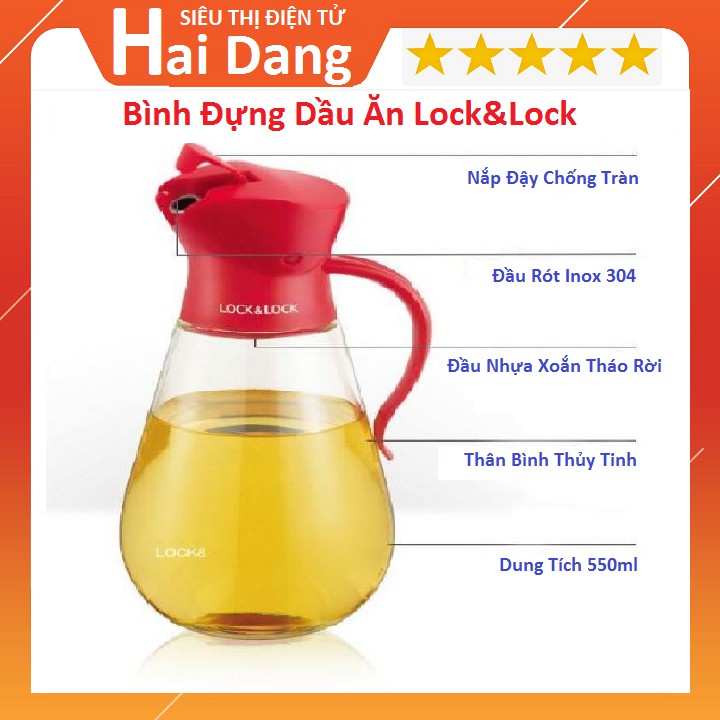 Bình Đựng Dầu Ăn Lock&amp;Lock Tặng Kèm 1 Bình Thủy Tinh