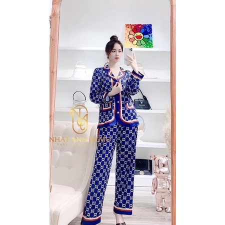 Bộ Pỵama Lụa Qc Mẫu Hot Hoạ Tiết Gc siêu sang