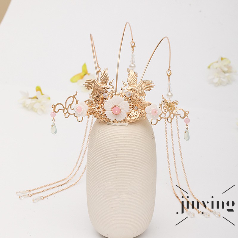 GETNOIVAS  Trâm cài tóc hình vương miện phong cách Trung Hoa tinh tế chất lượng cao