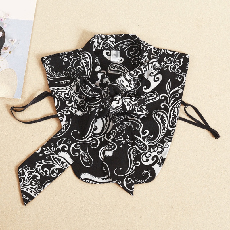 Cổ Áo Sơ Mi Giả Màu Trắng Đen Họa Tiết Hoa Thời Trang Cho Nữ