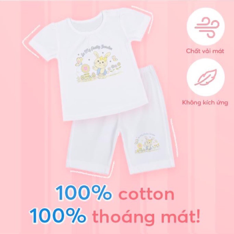 Size bé 8-23kg BỘ LỬNG TRẮNG IN BÉ GÁI Hello B&B hình in áo và quần giao ngẫu nhiên