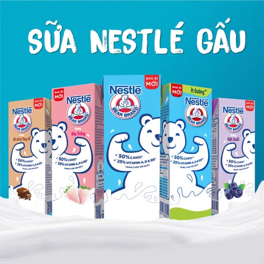 Vỉ 4 hộp sữa Nestle Gấu hương Thụy Sĩ nhiều vị 12(4x180ml)
