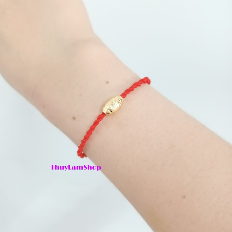 Vòng tay chỉ may mắn đã Trì Chú mix hạt gạo vàng kích tài lộc ý nghĩa no đủ cả năm