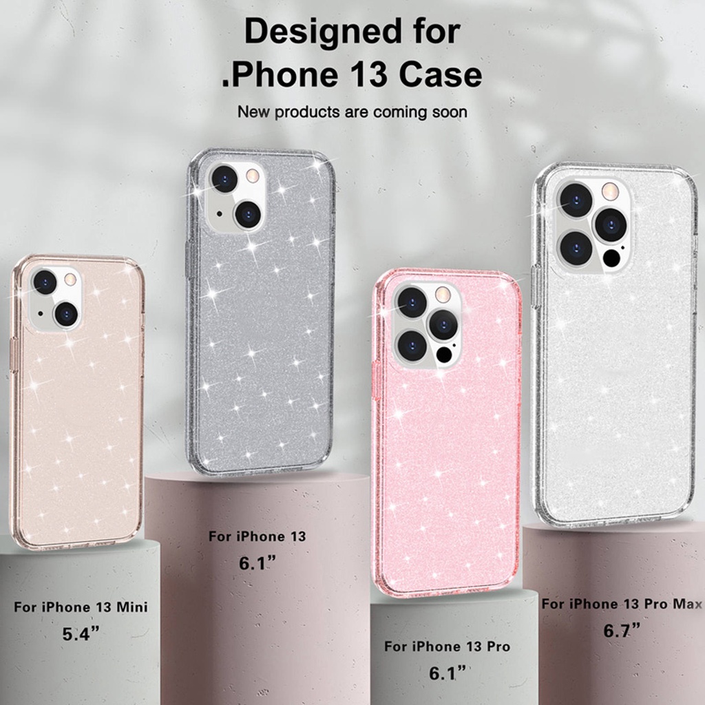 Ốp điện thoại cứng trong suốt đính kim tuyến cho for iPhone 13 11 Pro 12 XS Max