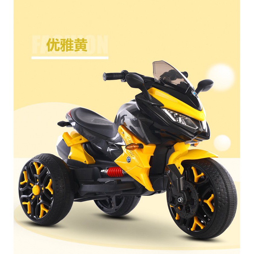 Xe máy điện moto 3 bánh trẻ em BNM 5188 đồ chơi đạp ga 2 động cơ (Đỏ-Trắng-Xanh-Vàng)