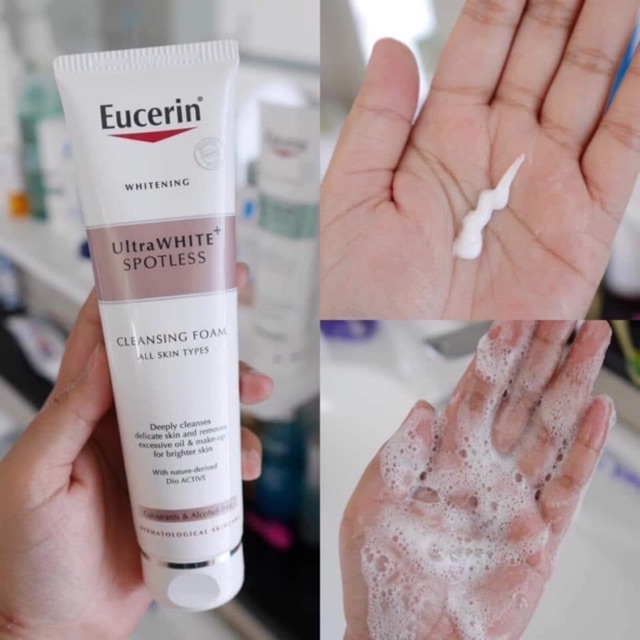 [MUA 1 TẶNG 1] Sữa rửa mặt Eucerin Ultra White+ Spotless Cleansing Foam làm trắng da 150g TẶNG CỌ RỬA MẶT