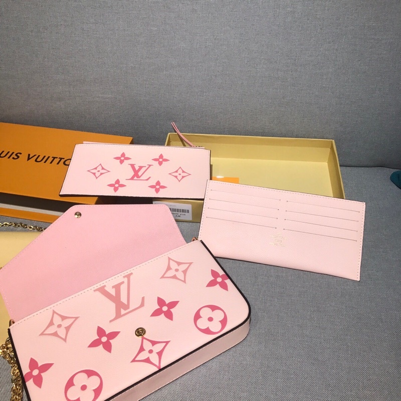 Túi ví đeo chéo LV Louis Vuitton màu hồng pastel họa tiết Monogram hiện đại cao cấp