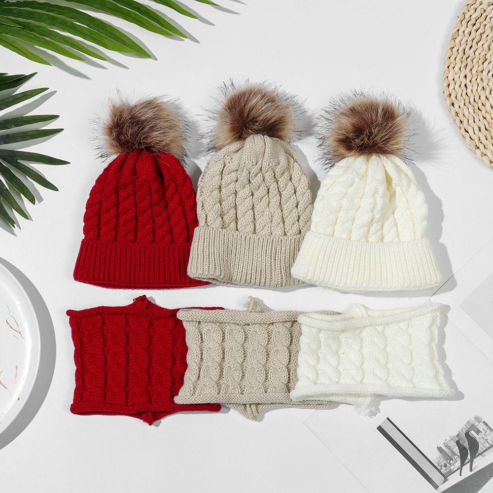 SUMU Set Mũ Len + Khăn Choàng Cổ + Khăn Choàng Cổ Cho Bé
