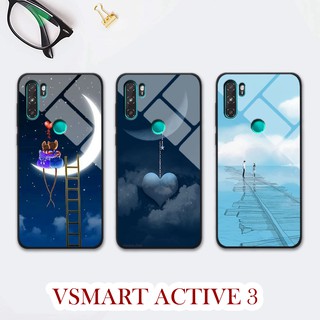 Ốp lưng VSMART ACTIVE 3 kính cường lực có lỗ treo dây chủ đề tình yêu