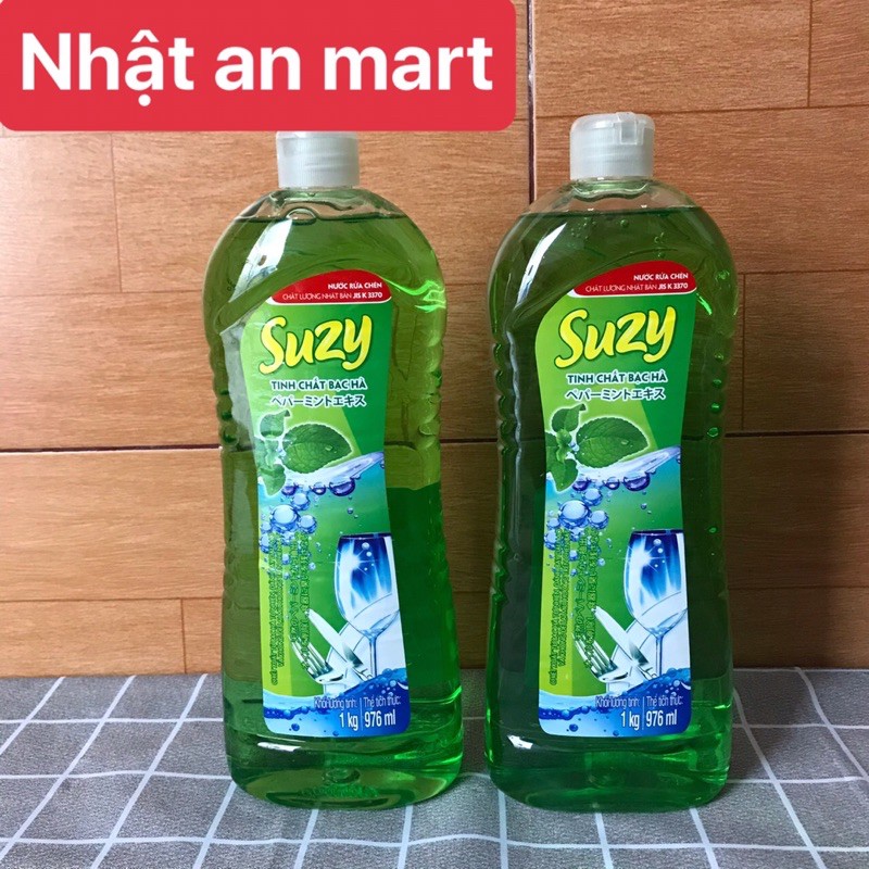 Nước rửa bát Suzy 1000ml tinh chất bạc hà