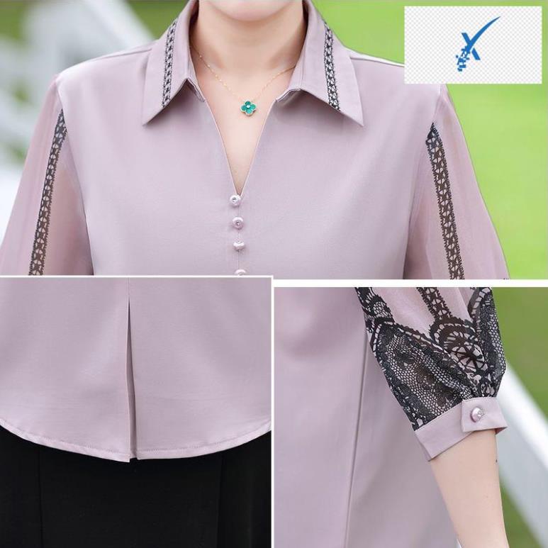 Bão 12-12 ÁO SƠ MI IN HỌA TIẾT REN TRUNG NIÊN SANG TRONG_ÁO KIỂU CHO NỮ TRUNG NIÊN