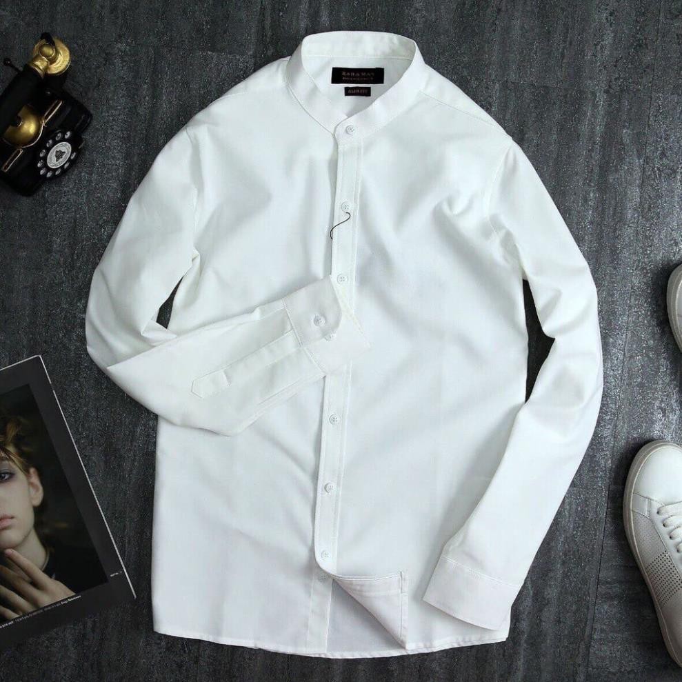 Sơ Mi Nam Cổ Tàu Trắng Đẹp - Chất lụa, trắng, đen, dáng Hàn Quốc | BigBuy360 - bigbuy360.vn