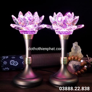 Cặp đèn thờ đá pha lê 12in cao cấp