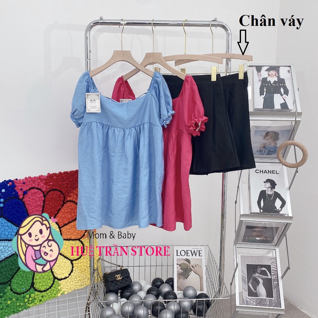 Sét áo babydoll hở lưng mix chân váy xếp li siêu đẹp
