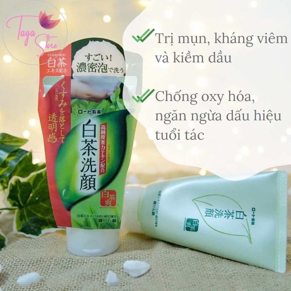 Sữa rửa mặt trà xanh Rohto Shirochasou Green Tea Foam Nhật Bản 120g