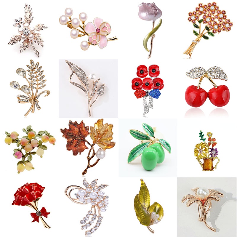 Ghim Cài Áo Hình Hoa Quả Đính Đá Thời Trang Cho Nữ
