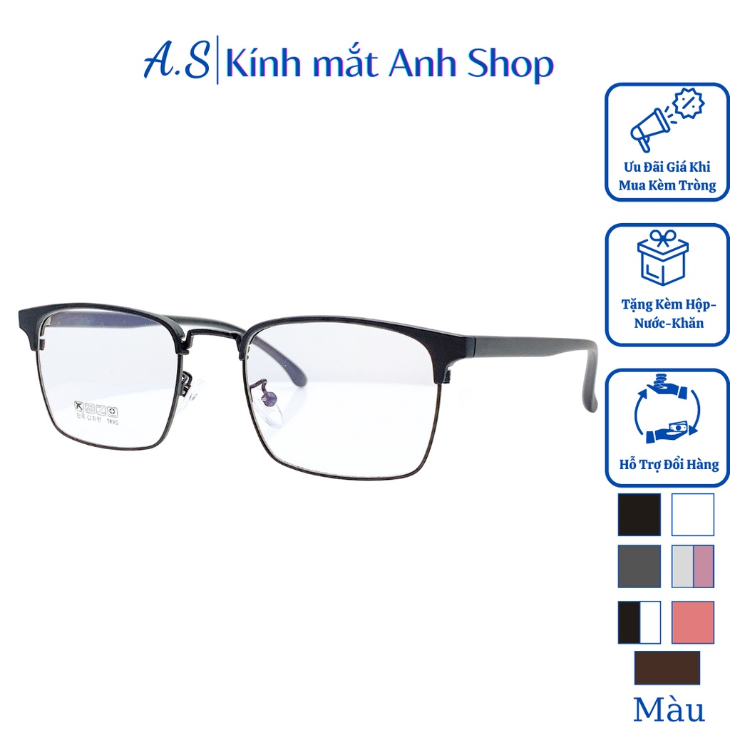 Kính vuông thời trang nam nữ chất liệu khung kính kim loại kết hợp gọng kính nhựa dẻo bền đẹp phụ kiện  2723