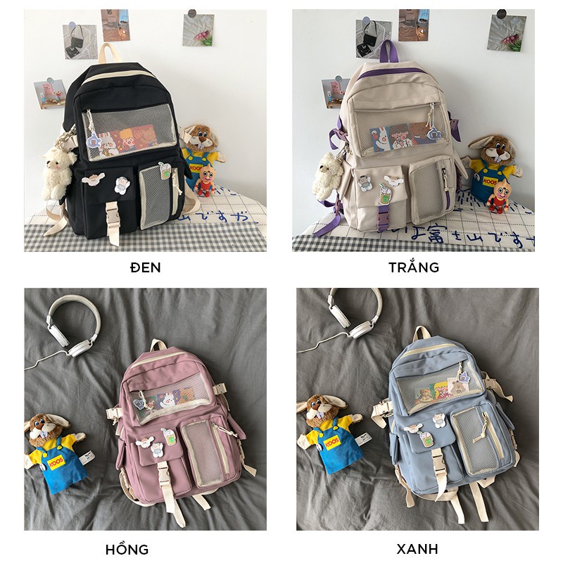 Balo nữ cá tính đẹp đi học thời trang cao cấp dễ thương tặng kèm gấu và sticker MOHANA TH233