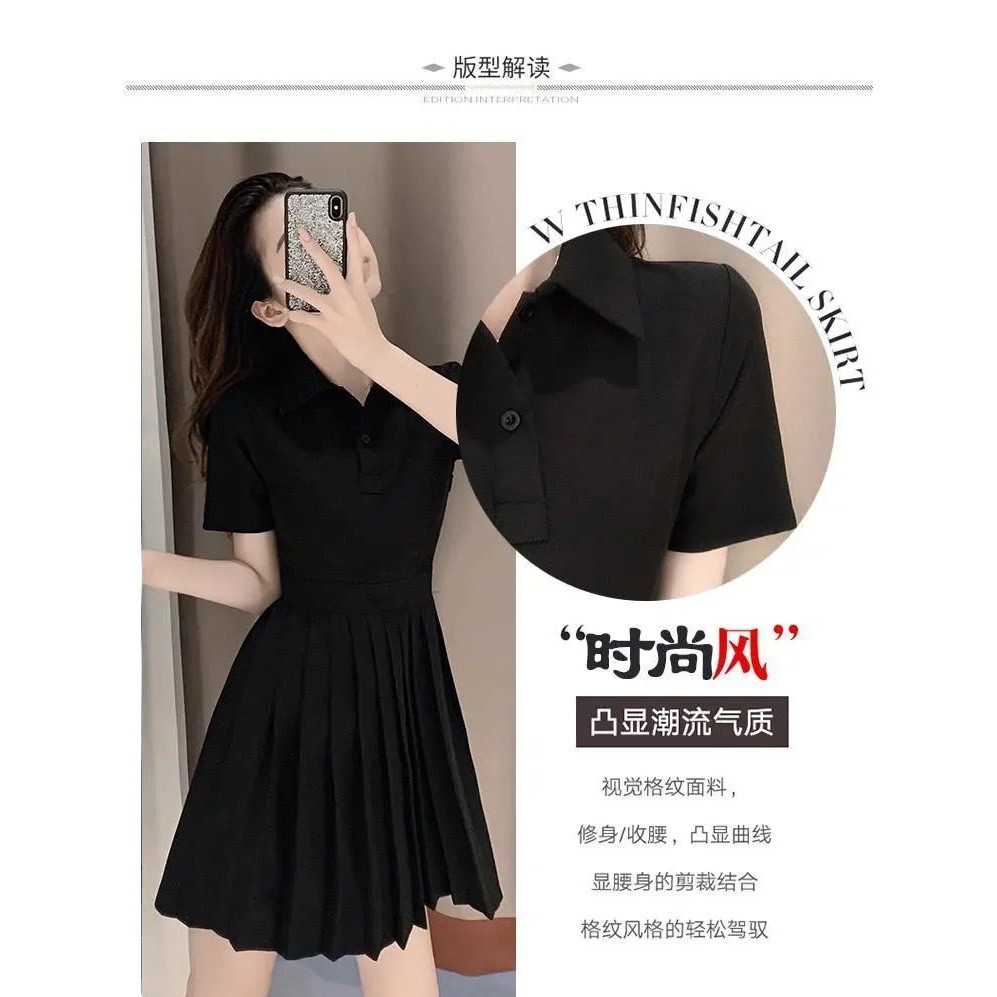 Đầm Cổ Polo Lưng Cao Xếp Ly Phong Cách Hàn Quốc Thời Trang Mùa Hè Mới Cho Nữ 2021 | BigBuy360 - bigbuy360.vn