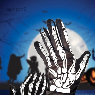 Găng tay đen hở ngón in hình bộ xương