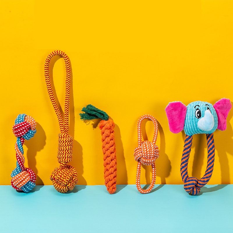 Đồ Chơi Dây Thừng Cotton Bện Thắt Nút Cỡ Nhỏ Và Vừa Để Mài Răng Và Giảm Đau Cho Thú Cưng