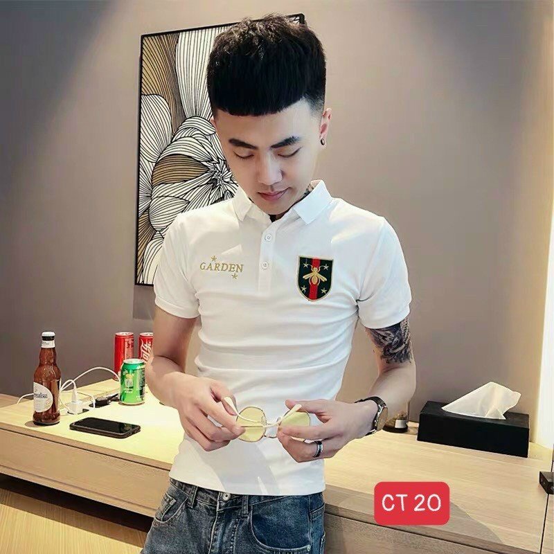 Áo phông Nam ĐỦ SIZE [XẢ KHO] 💓MEN-BOUTIQUE💓 Áo Polo Gucci logo thêu Garden ong sao M-XXL -Thấm Hút Mồ Hôi Co Dãn