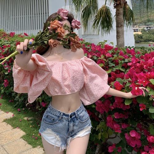COZOK Áo Kiểu Tay Phồng Ngắn Trễ Vai Quyến Rũ Thời Trang Cho Nữ
