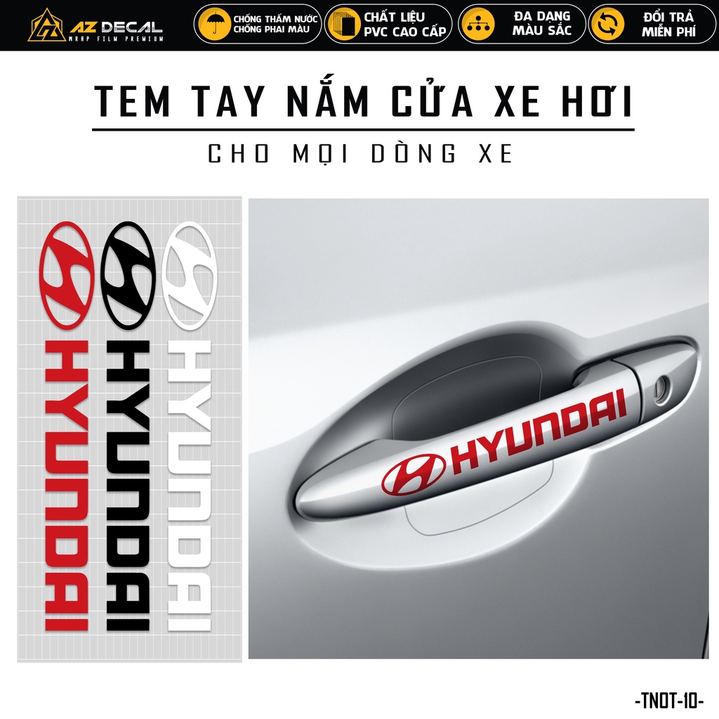 Decal Dán Tay Nắm Cửa Xe Hơi Hyundai | TNOT-10 | Tem Dán Xe Ô Tô Oto Chống Nước Bền Màu
